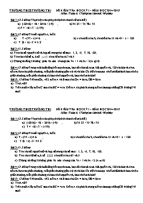 Bộ đề kiểm tra học kì I môn Toán THCS - Năm học 2016-2017 - Trường THCS Trường Thi (Có đáp án)
